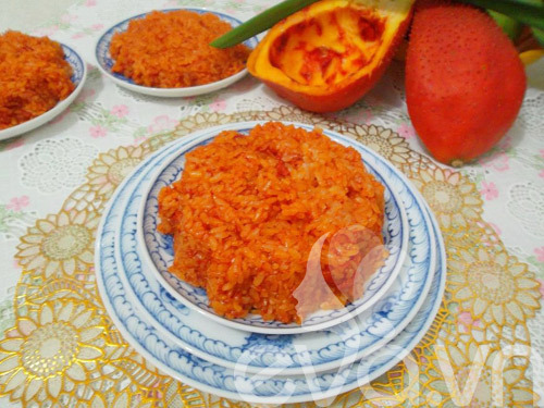 Xôi gấc thơm hương cốt dừa Xôi gấc thơm hương cốt dừa
