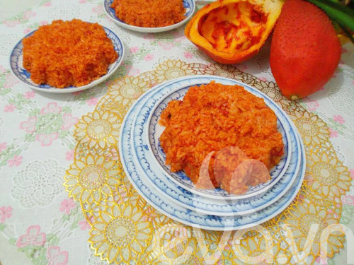 Xôi gấc thơm hương cốt dừa Xôi gấc thơm hương cốt dừa