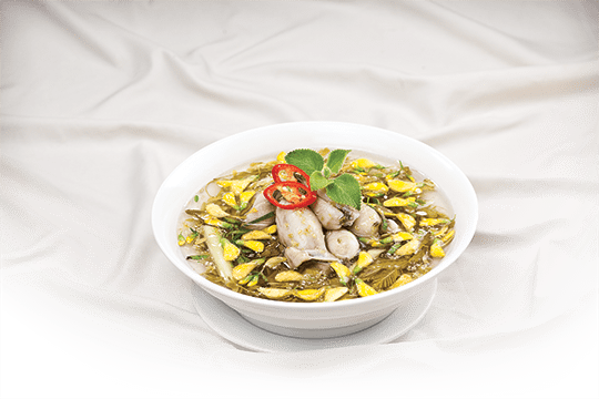 Canh ếch lá me non