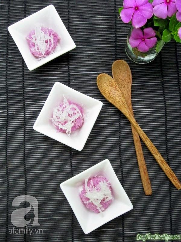 Dùng nồi cơm điện nấu xôi lá cẩm vừa đẹp vừa ngon