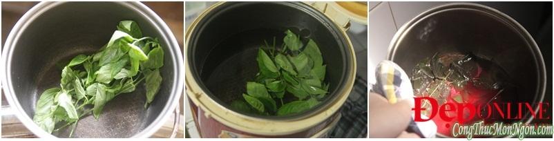 Xôi vò lá cẩm bằng nồi cơm điện, rất ngon mà lại tiện