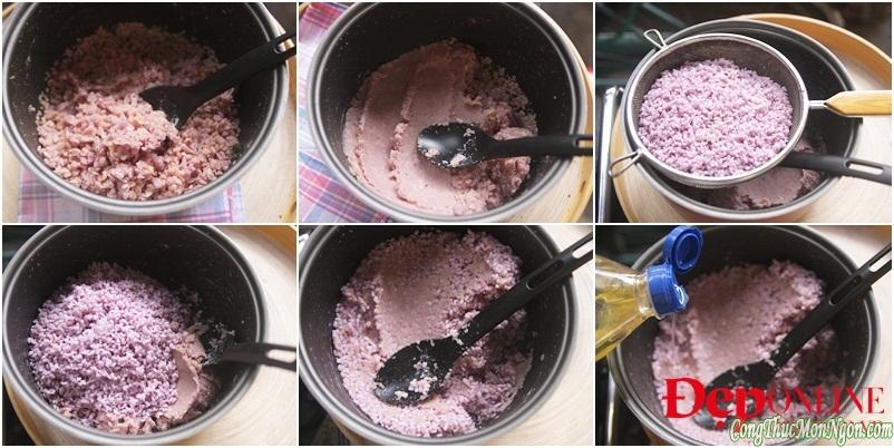 Xôi vò lá cẩm bằng nồi cơm điện, rất ngon mà lại tiện