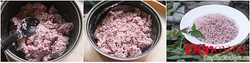 Xôi vò lá cẩm bằng nồi cơm điện, rất ngon mà lại tiện